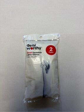 Dealworthy Small Reusable Latex Cleaning Gloves 2 Pairs Cotton Lined New